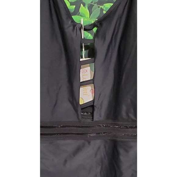 Lomitti Women's Mesh Insert Plunge 1pc Bathing Suit-M - Picture 2 of 5